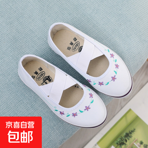 Lutai Lutai children's shoes girls' shoes dance shoes children's sneakers gymnastics shoes boys primary school girls white shoes embroidery dance shoes 22