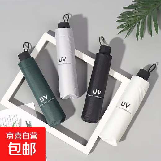 8-Bone Umbrella Parasol Manual Folding Vinyl Sun Protection Anti-UV Sun Shade Rain or Shine Umbrella Manual Random Color