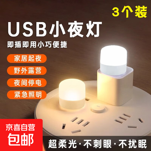 LED Night Light Portable USB Light USB Night Light LED Night Light Eye Protection Lamp Power Bank Plug-in Bedroom Sleep Baby Feeding Wake Up Bedside Table Lamp Energy Saving Lamp Clear White Light 3 Pack