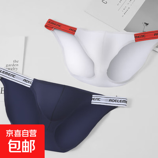 Underwear men's solid color elastic low-waist thong ice silk tight sexy fitness sports comfortable triangle shorts 2 pack mixed color 2 pairs L