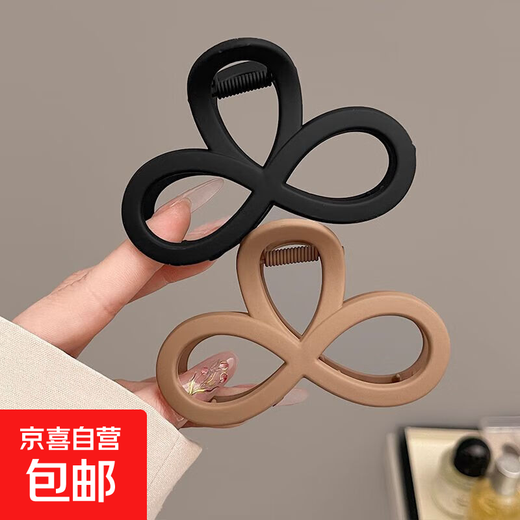 2025 new high-end medium-sized shark clip for women with small hair volume, hairpin hairpin and hair accessories for the back of the head, black + light coffee (tight clamp + can't be shaken off)