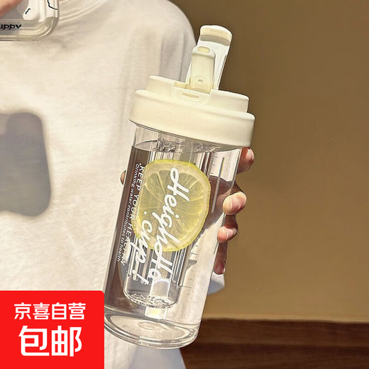 JD Logistics Summer Portable Water Cup High-Looking Sports Straw Kettle with Tea Chamber High Temperature Resistant Student Girl Portable Tea Leak Straw Cup White 500ml 1 Piece