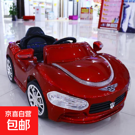 Children's car electric car four-wheel car for boys and girls with remote control toy car that can sit on the baby's charging baby stroller upgraded wine red + dual drive large battery + swing remote control leather seat