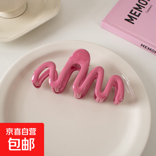 Shark Hair Clip Jelly Grasp Wavy Hair Clip Cream Clip Hair Clip Style Hair Accessory Women's Headgear Back of Head Cream M Clip - Pitaya Red 1-piece Set