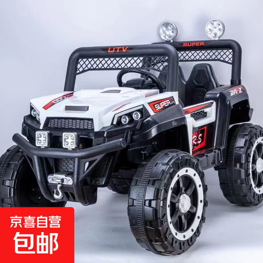 New children's electric car with remote control four-wheel drive off-road vehicle that can sit on baby car and child toy car white + four-wheel drive + remote control / swing + Bluetooth / pull rod