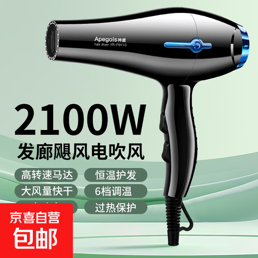 Aegis Hair Dryer Home High Power 2100W Hot and Cold Air Professional Hair Salon Level Barber Shop Constant Temperature Hair Dryer Black 2100W