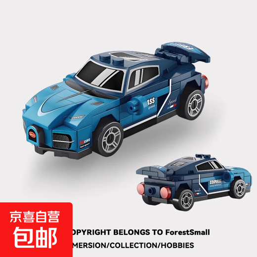 Children's educational building blocks sports car intelligence development toys off-road vehicle pull-back racing car mini children's toys building blocks assembled car-Bugadi-1 pc