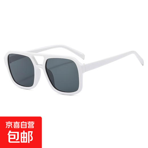 2694跨境方框双梁韩版复古大框飞行员眼镜海洋片多色太阳镜批发 实白灰片