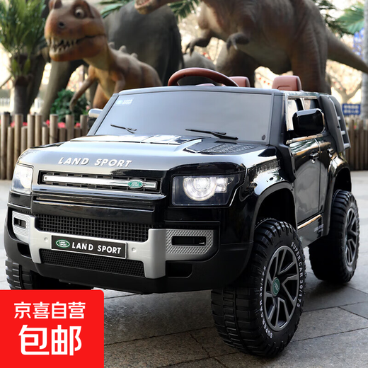 Baby electric car, children can ride on four-wheel drive off-road vehicle, male and female baby four-wheel with swing remote control toy car, painted black + dual drive + remote control + swing + Bluetooth