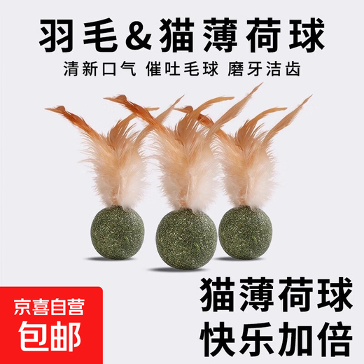 Cat Toy Cat Mint Ball Feather Teeth Grinding Self-Enjoyment Relieve Boredom Cat Grass Slice Ball Funny Cat Stick Cat Hair Loss Cat Special Pet Feather Toy - Mint Ball - 1