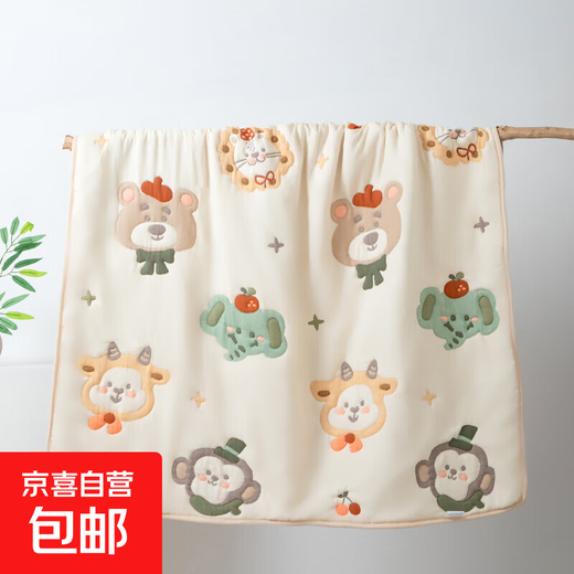 Pure cotton type A gauze quilt bath towel newborn baby bath blanket pure cotton six layers plus silk cotton quilt package sheet 0889-Animal Paradise 115*120cm 1 pack