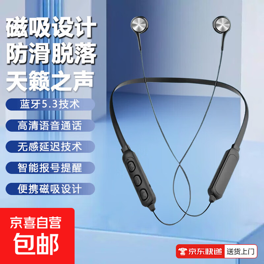 Low-latency Bluetooth headset wireless neck-mounted sports 2025 new high-definition call high-quality G05 black high-end call noise reduction + cloud-sensing wear