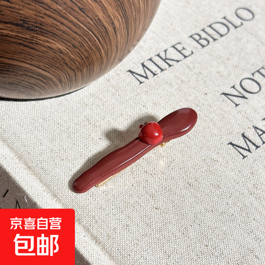 Red Apple Hair Clip Seamless Bangs Side Clips for Broken Hair Niche Design High-end Fashion Hair Clip Jewelry Red Apple Clip 1 Pack 1