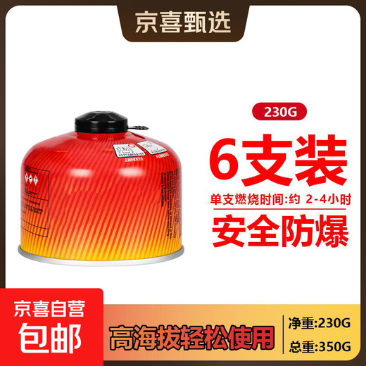 Outdoor flat gas tank, portable plateau alpine outdoor picnic stove, gas butane gas alpine gas tank, small tank/total weight 350g, 6 bottles combination pack
