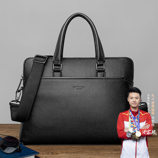 COW briefcase first layer cowhide large capacity men's handbag horizontal business bag computer backpack C-8626 black