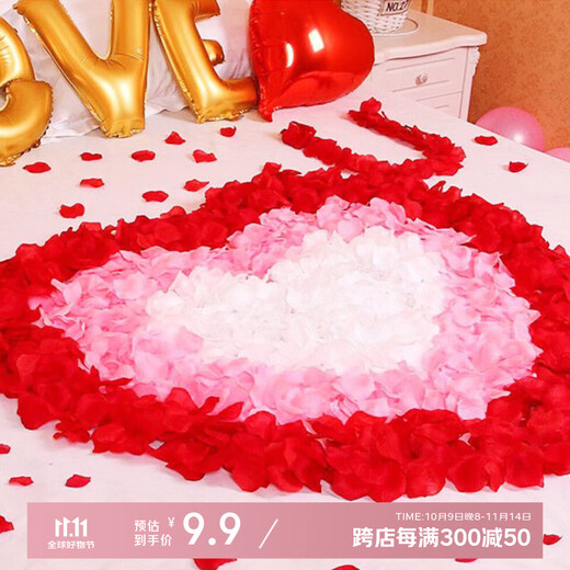 Abaoli proposal arrangement fabric petals simulated fake rose pink birthday knot wedding atmosphere hand sprinkled flower confession decoration