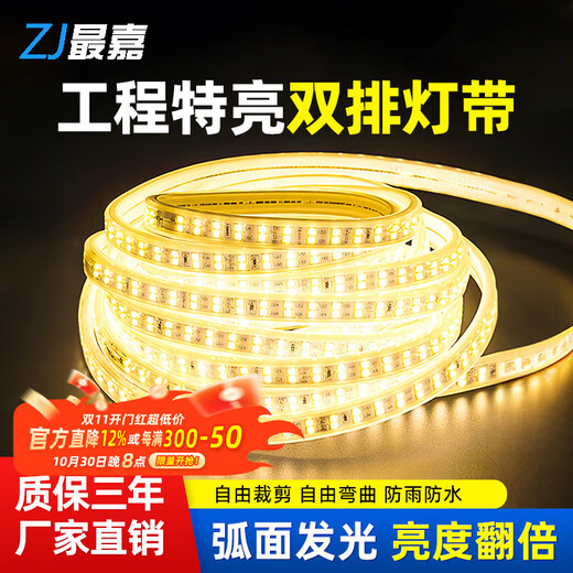 The best 220v high-voltage lamp with outdoor lighting waterproof lamp hotel villa project super bright strip decorative linear lamp 5 meters-220V/10W-120 beads double row-warm light