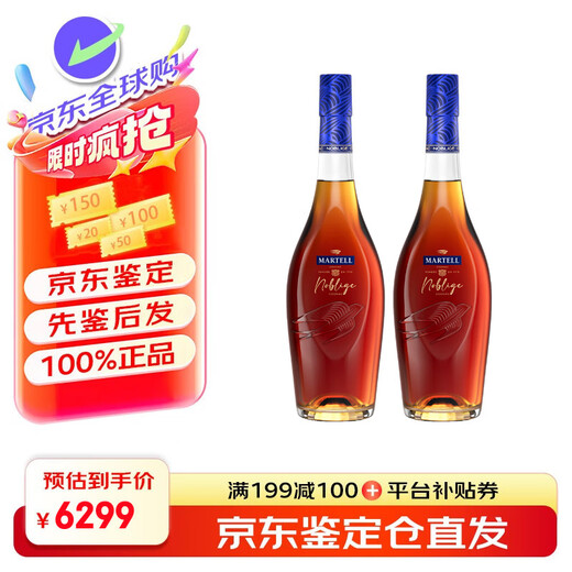 马爹利（Martell）名士VSOP 法国进口干邑白兰地 洋酒烈酒 商务宴请送礼 【名仕6斤装】礼盒装 3000mL 2瓶