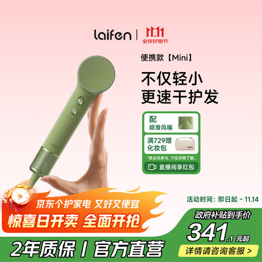 Leifen Mini high-speed hair dryer, quick-drying household children's hair dryer, portable negative ion hair dryer, essential for traveling, birthday gift, national subsidy, matcha green
