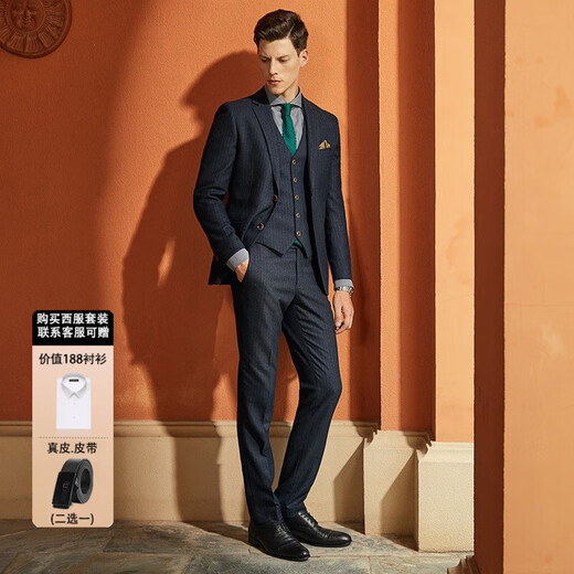 BUSYCON suit men's suit British style professional casual formal suit groom wedding wedding high-end suit men's three-piece suit gray black high quality top + vest + pants XL 52 reference weight 150-160Jin Jin is equal to 0.5 kg