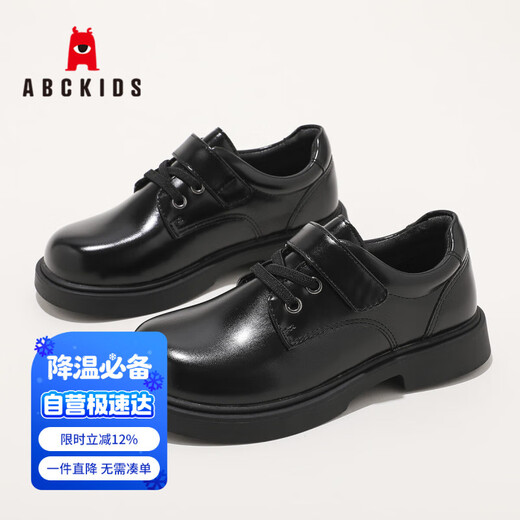 ABC KIDS男女童皮鞋秋季新款学生校园男孩儿童英伦风演出鞋3664PY黑色28