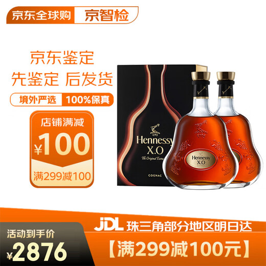 轩尼诗（Hennessy）XO  法国进口 干邑白兰地酒 洋酒烈酒 礼盒装 XO 1000mL 2瓶