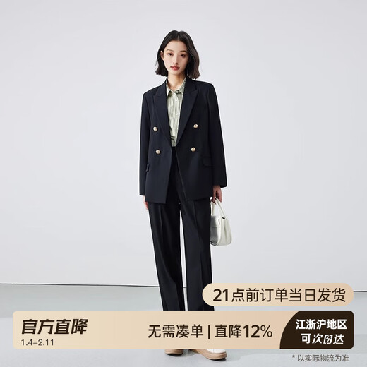 Lady Bird black suit suit for women's public examination high-end casual workplace formal wear commuting jacket interview suit TZ55 black suit + straight pants S - suitable for 90-100 Jin Jin equals 0.5 kg can be worn