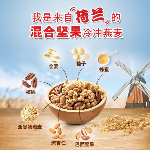 荷兰进口 桂格（QUAKER）Cruesli 混合多坚果谷物粒即食燕麦片 500g/盒 代餐零食（新老包装随机发货）