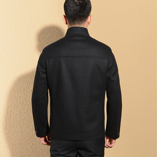 Hongdu Wolljacke Männer stehen Kragengeschäft Casual Jacke mittleren und älteren Männer Daddy Anzug schwarz JX2665-1 180/96XL