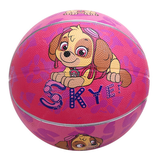 Ai Enze Paw Team children's basketball toy racket rubber ball with pump Tiantian No. 5 pink