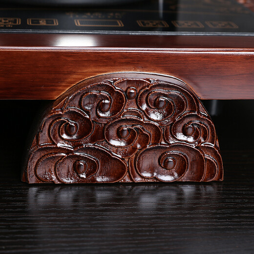 Hongguan complete set of purple sand ceramic kung fu tea set tea tray automatic induction cooker tea table tea sea tea ceremony home office 01 style cup holder auspicious clouds + embossed purple sand = 398