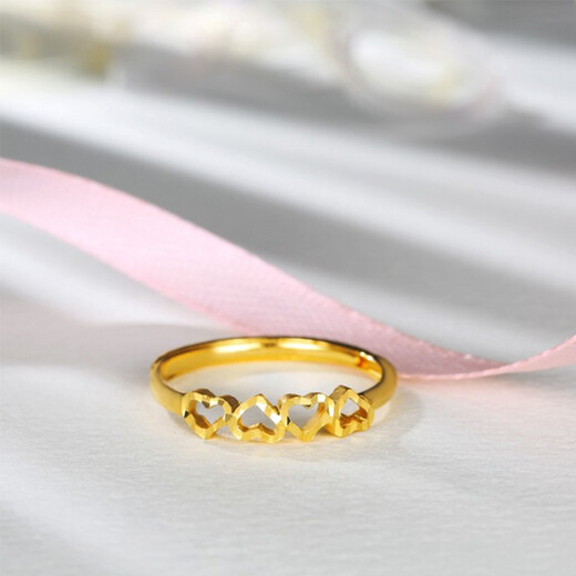 Xie Ruilin (TSL) gold open hollow ring heart-to-heart female wedding wedding pure gold ring YL950 about 1.8 grams labor cost 380 yuan