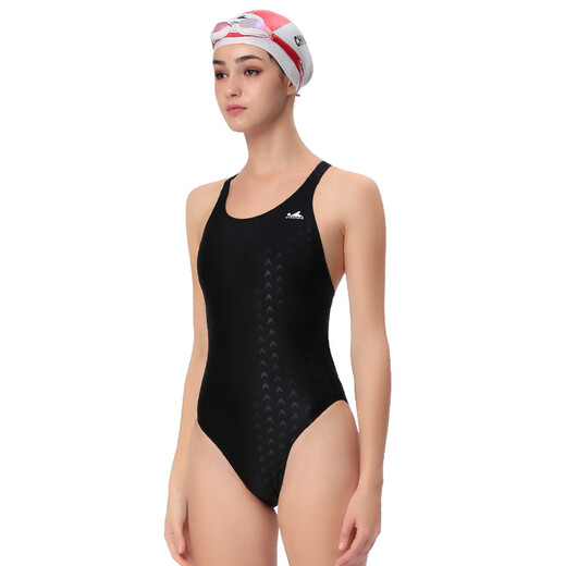 YINGFA imitation sharkskin fabric professional racing one-piece with drainage line triangle one-piece swimsuit 921 black 3XL (1.70m/130Jin Jin equals 0.5kg)