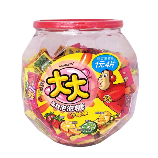 大大 TATA 泡泡糖约150片675g桶装口香糖什锦水果味糖