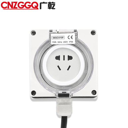 Guangqian Outdoor Outdoor Open montierte wasserdichte Steckdose, regenfeste Fünf-Loch-Steckdose, 10A-Plug-in-Board, Einfügungslinie, Open-Air, Kurzzeitblaseninvasion, Fünf-Leitung