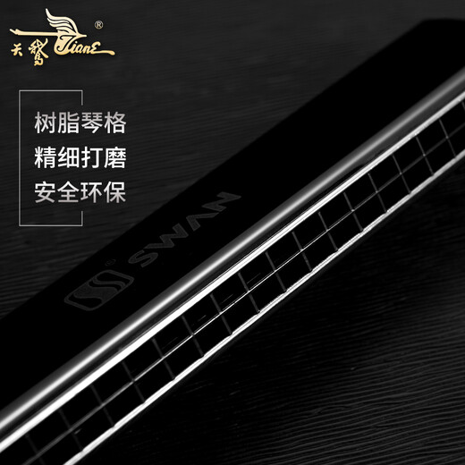 Swan polyphonic harmonica 24-hole beginners playing musical instruments for beginners in school season gift Jazz black