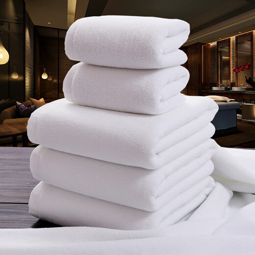 Bingxingmeng pure cotton white towel wholesale hotel hotel beauty salon thickened Baotou pure cotton custom logo water-absorbent white towel hotel hotel beauty salon thickened 150g 32 strands
