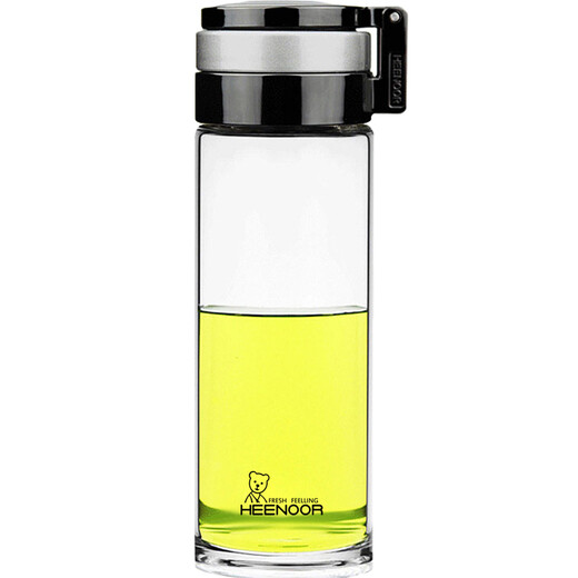 希诺（HEENOOR）玻璃杯单层运动水杯车载便携大容量泡茶杯子带盖过滤网水晶杯 电商款695ml【英文LOGO】