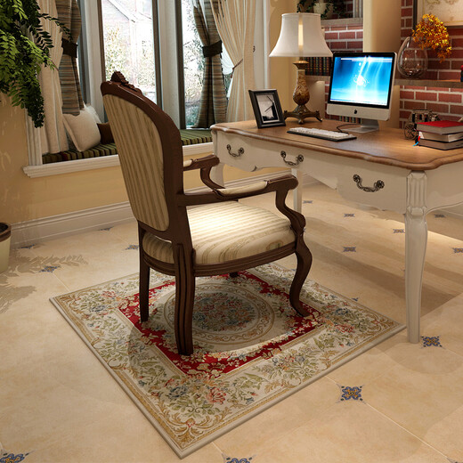 Zhonghong square carpet bedroom study cloakroom carpet American hanging chair computer chair mat entry entrance chenille jacquard blended weaving wear-resistant and durable machine washable 904 red 100*100CM square