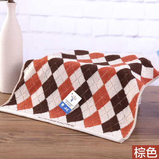 Gold size pure cotton men's business face towel British plaid face towel small sweat towel travel face towel soft absorbent thick and durable 36*35CM brown