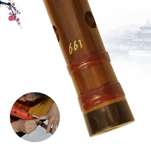 
Mr. Guanzi flute Mr. Guanzi professionally performs the refined double insert two-section bitter bamboo flute horizontal flute instrument for beginner grade children G tune