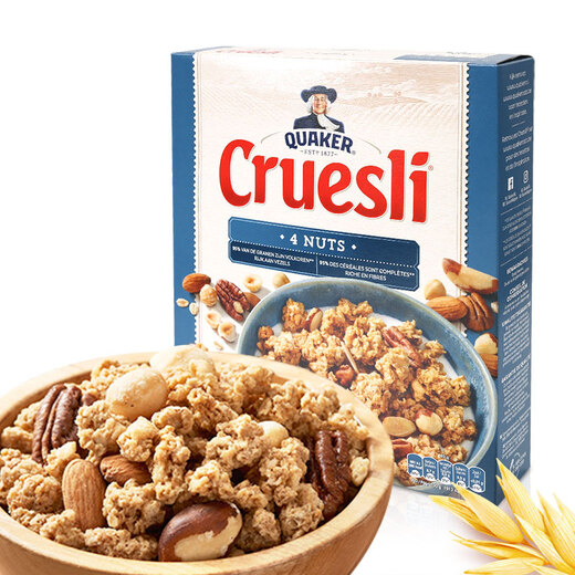 荷兰进口 桂格（QUAKER）Cruesli 混合多坚果谷物粒即食燕麦片 500g/盒 代餐零食（新老包装随机发货）