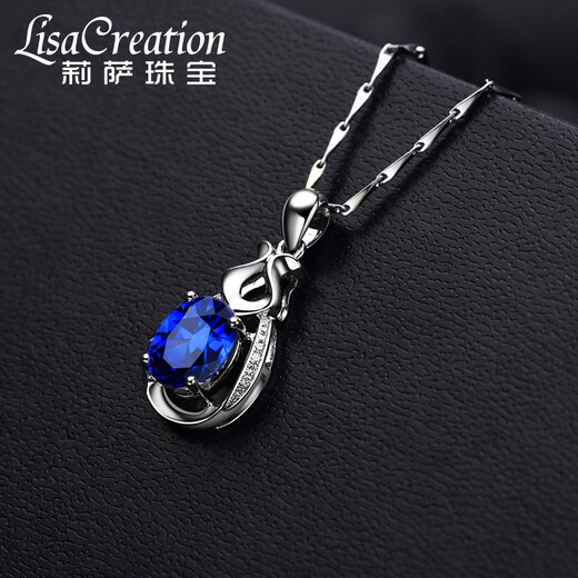Lisa Wang (Lescreation) Lescreation Tanzanite Diamond Pendant Set with South African Diamond Pendant Blue Gemstone 2.10 carats Tanzanite Pendant 5A