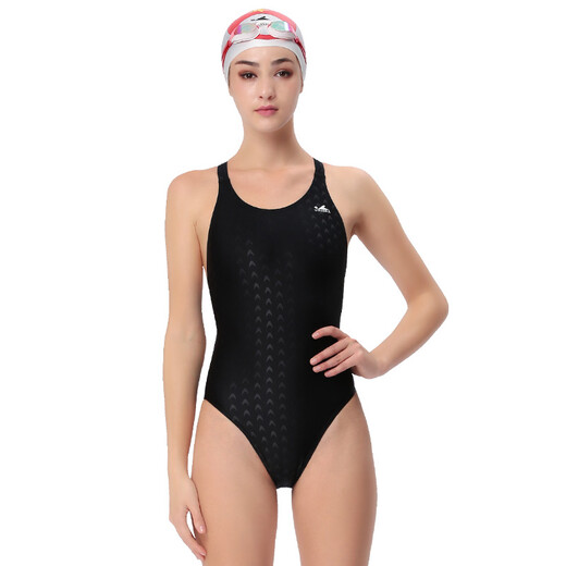 YINGFA imitation sharkskin fabric professional racing one-piece with drainage line triangle one-piece swimsuit 921 black 3XL (1.70m/130Jin Jin equals 0.5kg)