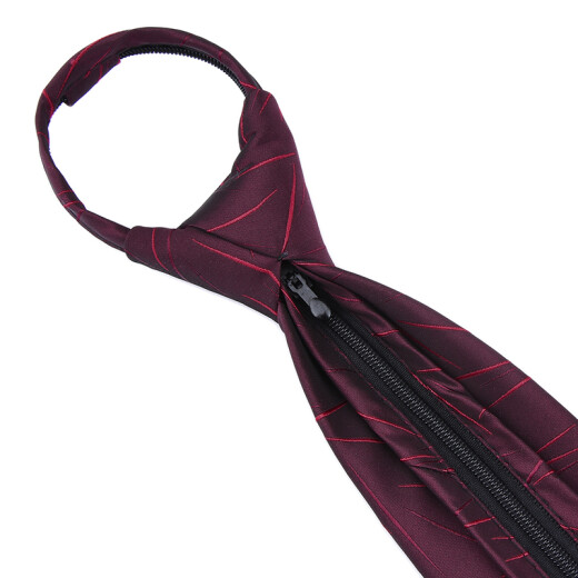 Gaochuan Groom Wedding Zipper Tie 8CM Business Formal Wear Wine Red Irregular Pattern Men's Easy Pull Lazy Wine Red