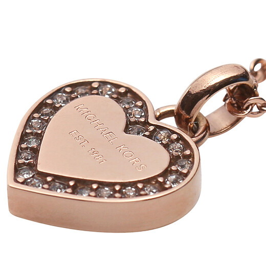 MICHAEL KORS MK Necklace Women's Rose Gold Metallic Rhinestone Heart Necklace MKJ3971791