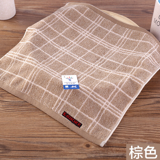 Gold size pure cotton men's small face towel for business couples, plaid women's face towel, travel towel, soft, absorbent, thick and durable 36*36CM gray