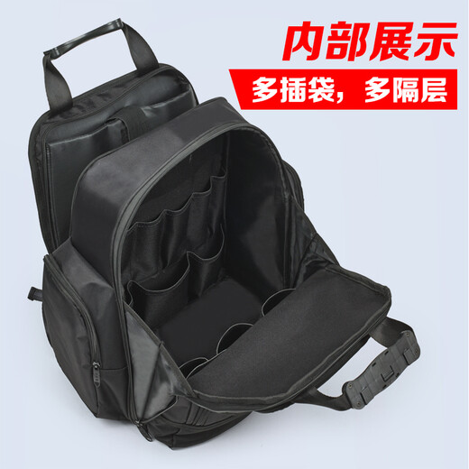 FASITE Backpack Tool Bag Large Thick Canvas Wear-Resistant Multifunctional Repair Backpack Black Unprinted