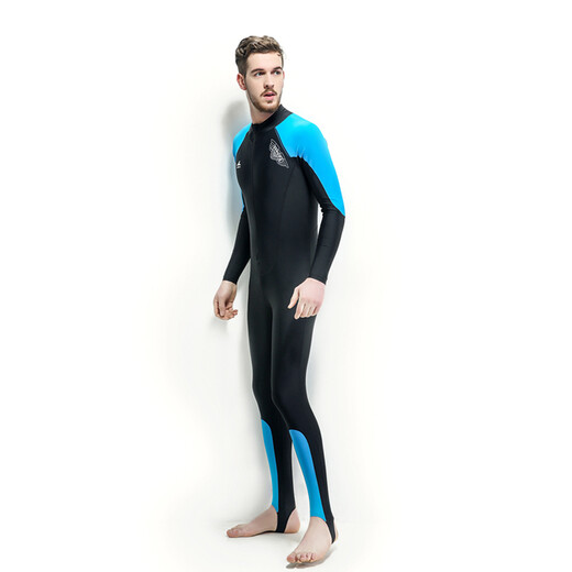 Yingfa (yingfa) full body one-piece long-sleeved sunshade suit, waterproof mother suit, swim suit, wet suit, men's jellyfish suit, lake blue L