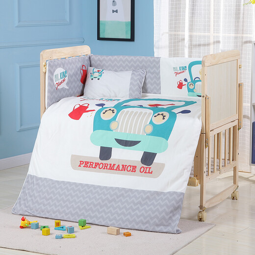 Bei happy crib solid wood baby solid wood environmentally friendly paint-free baby bb bed cradle bed multi-functional children's bed newborn bed bed + mosquito net + green dog + brown mat